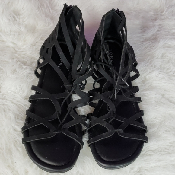 torrid Shoes - Torrid black strappy lace up sandals size 9W